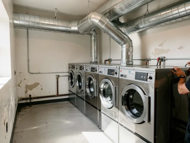 Mint Hill Dryer Vent Cleaning team performing large-scale commercial dryer vent cleaning in Mint Hill