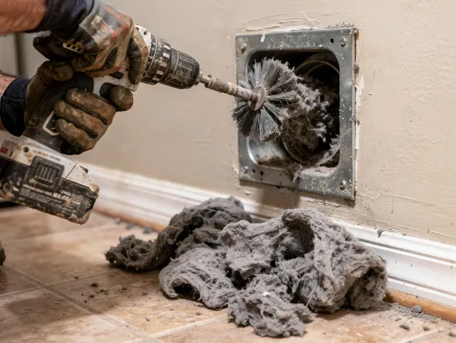 Certified Mint Hill Dryer Vent Cleaning technician performing dryer vent cleaning in Mint Hill